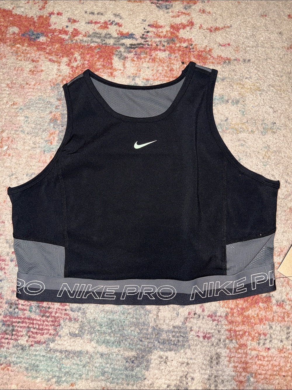 Nike Black and Gray Pro Crop Athletic Tank